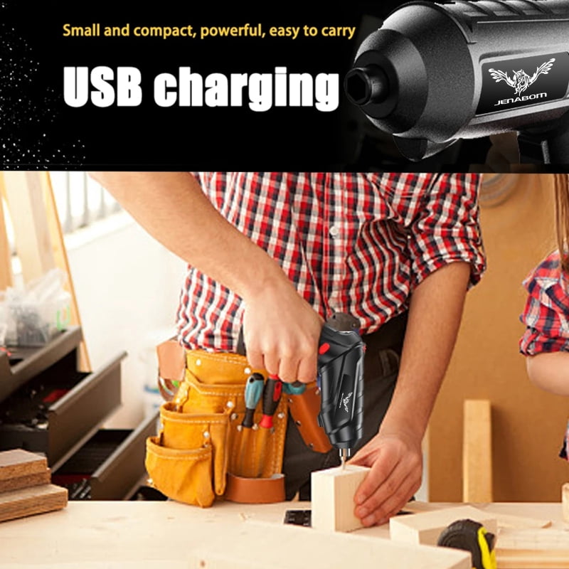 47 in 1 Electric Screwdriver Cordless Rechargeable Small Power Drill Set 3.6V Li-ion 3.5Nm Max Torque Electric Rotatable Drill Screwdriver for for Home Office DIY Tools (Black)