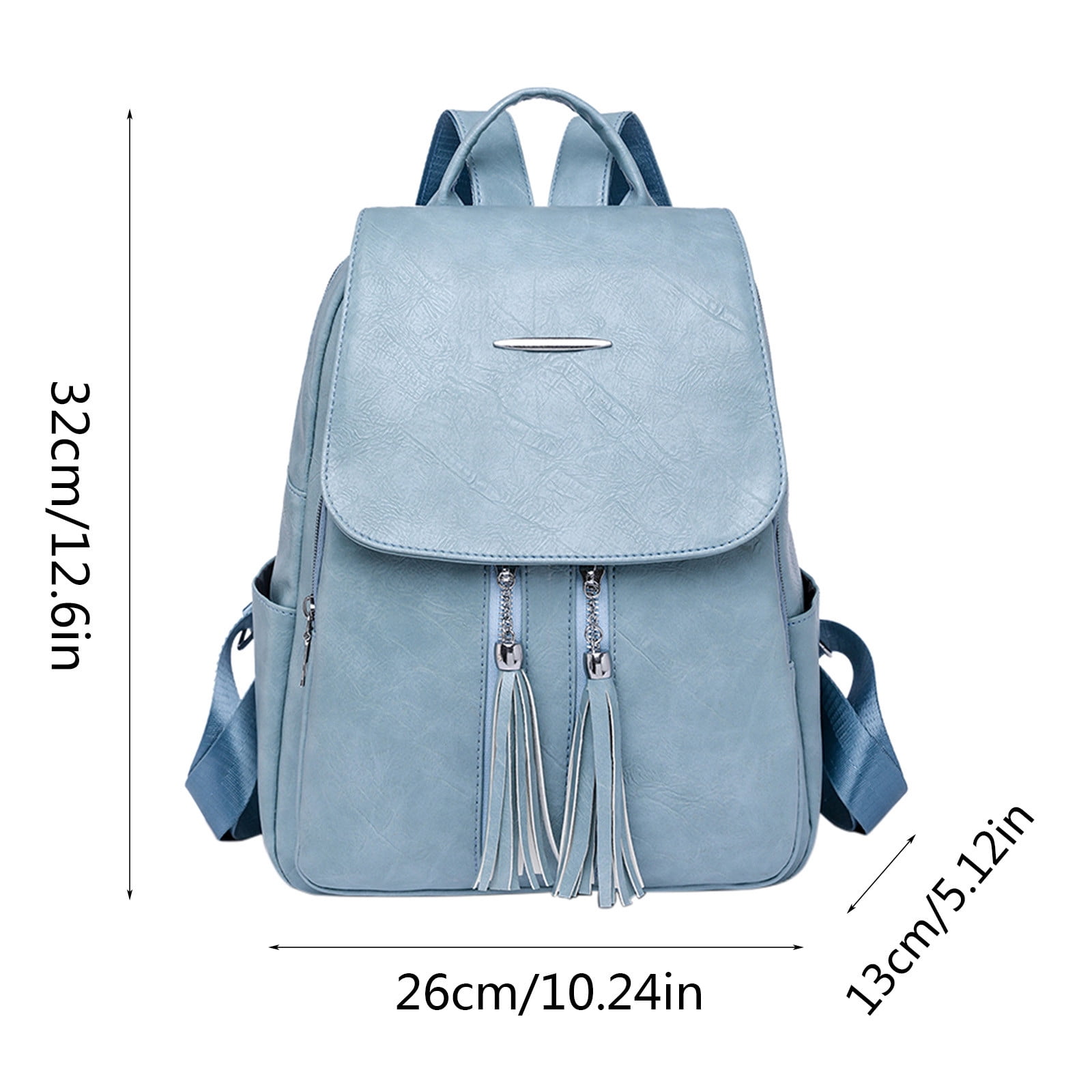 Ladies Fashion Solid Color Leather Tassel Zipper Large Capacity