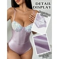 thumbnail image 4 of Ausing Womens Lingerie Teddy Bodysuit Sequin Boned Snap Crotch One Piece Babydoll Push Up Jumpsuit Corset Tops Nightout Purple XL, 4 of 5