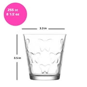 LAV Water Glass Set, Butterfly Design Drinking Glasses, Textured Water Cups, 6 Pcs, 8.5 Oz (255 cc)