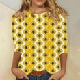 thumbnail image 2 of CYMMPU Spring Tops Round Neck Loose Fit Bee Pattern Tunic Tops 3/4 Sleeve Blouses for Women Dressy Casual Fall Trendy Shirts Lightweight Basic Tees Multicolor XXXXXL, 2 of 5