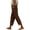 Z99 Brown, variant on Womens Cropped Wide Leg Pants Hollow Out Scalloped Hem Linen Capri Trousers Lightweight Loose Fit Casual Summer Vacation Clothes with Pockets White,L