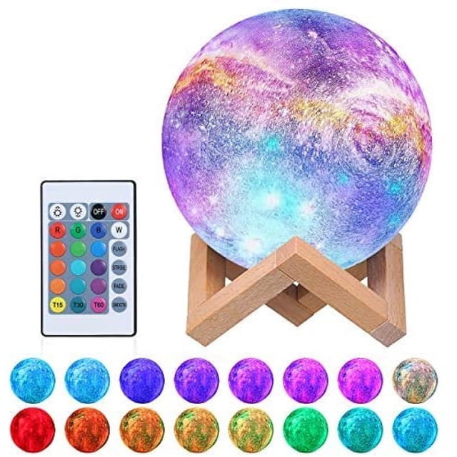 Moon lamp touch LED night light, 3D 15cm multicolor moon lamp color regulable con mando a distancia, USB recargable para decoración de dormitorio Xemadio LN-1936