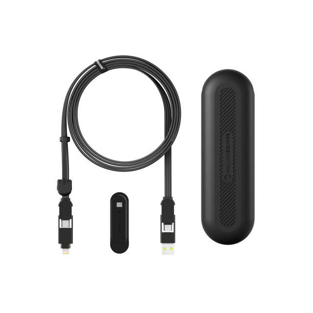 Rolling Square Incharge Xl Cable De Carga Múltiple 6 En 1 Con Alimentación De Carga Ultrarrápida De 100 W Cable Usb Y Usb-C Portátil 6,5 Pies/2 M Negro Urbano