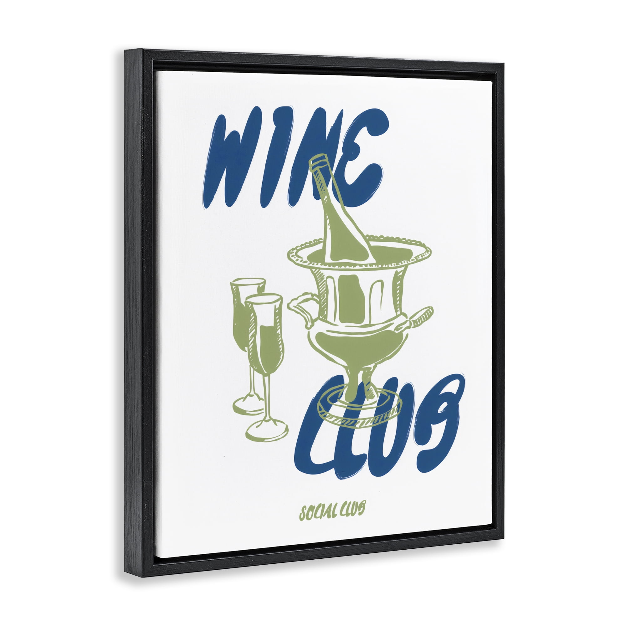Stupell Industries Wine Club Social Evening Toast Black Framed Floater Canvas Wall Art, design by The Prints Vibe
