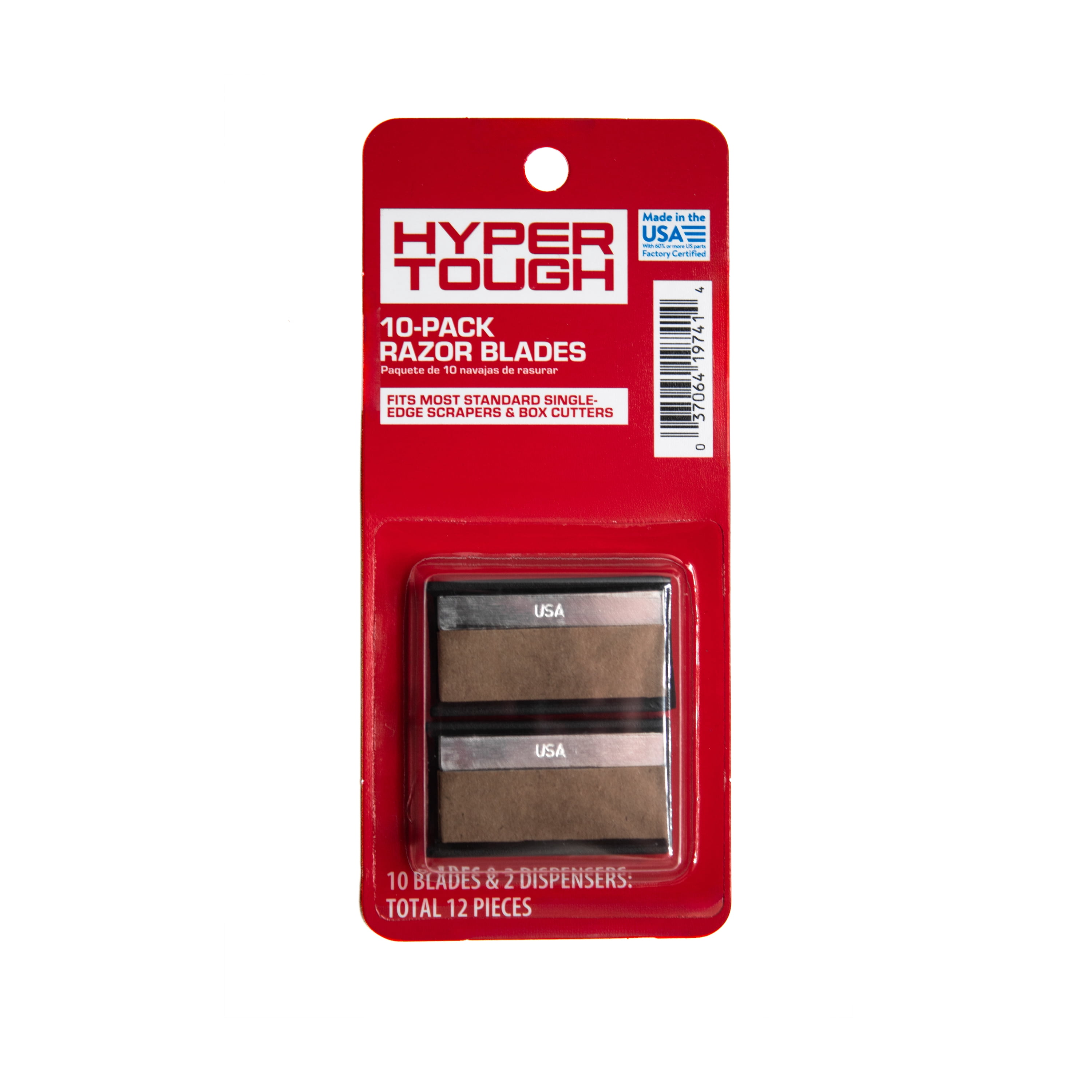 (4 pack) Hyper Tough Single Edge Razor Blades, Paper Wrapped in Dispensers, 10 Pack