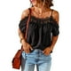 thumbnail image 1 of Tops de hombros fríos, Blusa de encaje sin hombros para citas de fiesta para picnic al aire libre Negro XXL LHCER 1, 1 of 5