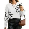 thumbnail image 1 of Suéteres de Punto con Hombros Descubiertos para Mujer, Suéter de Otoño con Flores, Cuello Redondo, Larga y Estilo Moderno. S, 1 of 10