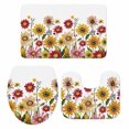 thumbnail image 2 of Retro Yellow Bathroom Rugs Set Red Daisy Watercolor Floral Plants Farmhouse Non Slip Absorbent Soft Bath Mats 3 Piece Set with Bathroom Rug, U-Shaped Floor Mat, Toilet Seat Cover Small Size, 2 of 9