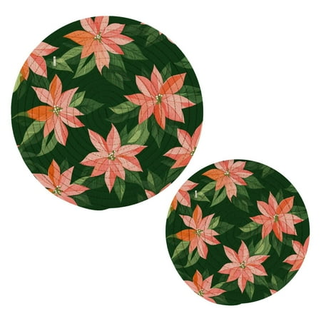 

2 pcs Pot Holders Trivets Heat Resistant Trivets Poinsettias Pattern Cotton Thread Weave Mats for Hot Pads Pans Pot Bowl Teapot