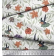 thumbnail image 2 of Soimoi White Poly Georgette Fabric Flying Bird & Floral Print Sewing Fabric BTY 52 Inch Wide, 2 of 3