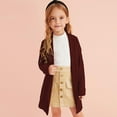 thumbnail image 2 of Toddler Kids Baby Girls Knitted Sweater Long Sleeve Cardigan Open Front Coats Fall Winter Solid Color Long Jacket Leisure Child Dailywear, 2 of 9