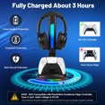 thumbnail image 2 of Cargador de mandos con soporte para auriculares RGB para PS5, estación de carga con dos puertos USB y soporte para auriculares de Xbox, 2 of 6