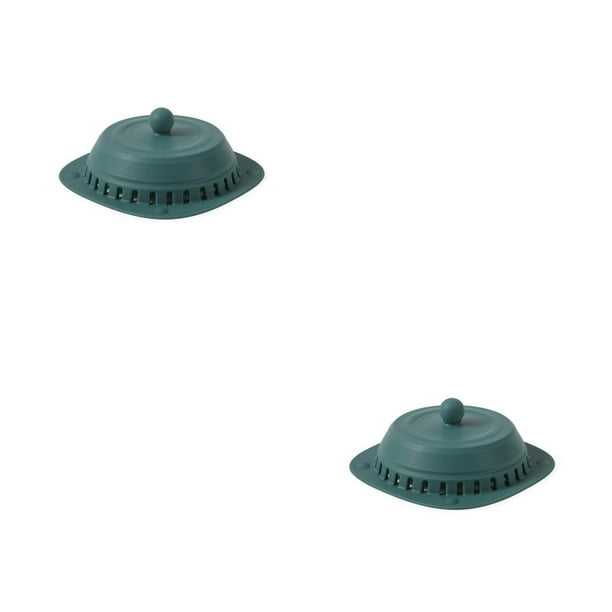 Inteprter Colector de pelo de drenaje, fregadero de cocina de Hotel, colador desodorante para suelo de baño, cubierta de drenaje antiolor de Verde oscuro 2piezas