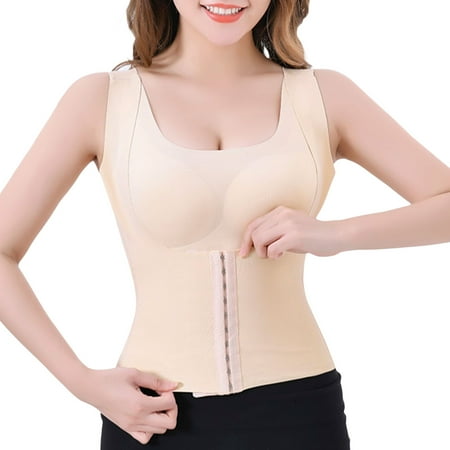 

Womens Breathable Shapewear 4 In 1 Solid Color Front Buckle Corset Plus Size Chest Support Body Slimming Waist Trainer