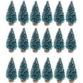 thumbnail image 2 of 24 Pieces Artificial Mini Christmas Sisal Snow Frost Trees with Wood Base Bottle Brush Trees Plastic Winter Snow Ornaments Tabletop Trees for Christmas Party Home Decoration, 2 of 7