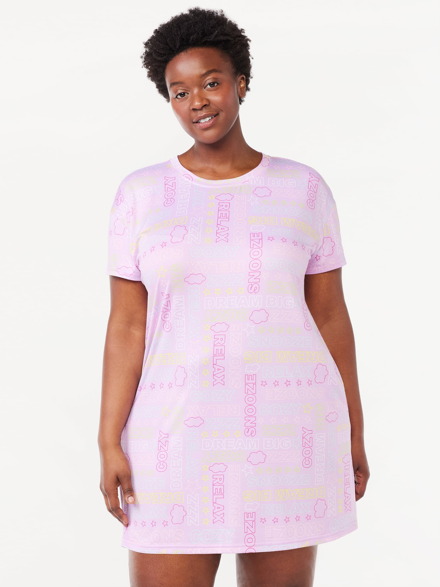 Joyspun Women's Short Sleeve Sleep Shirt, Sizes S/M to 2X/3X