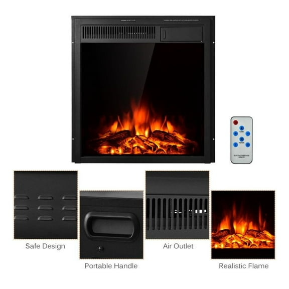 22.5 Inch Electric Fireplace Insert, Freestanding Recessed Heater with 7 Flame Levels, 1500W Electric Log Fireplace with Remote, ETL Certified for Living Room Bedroom