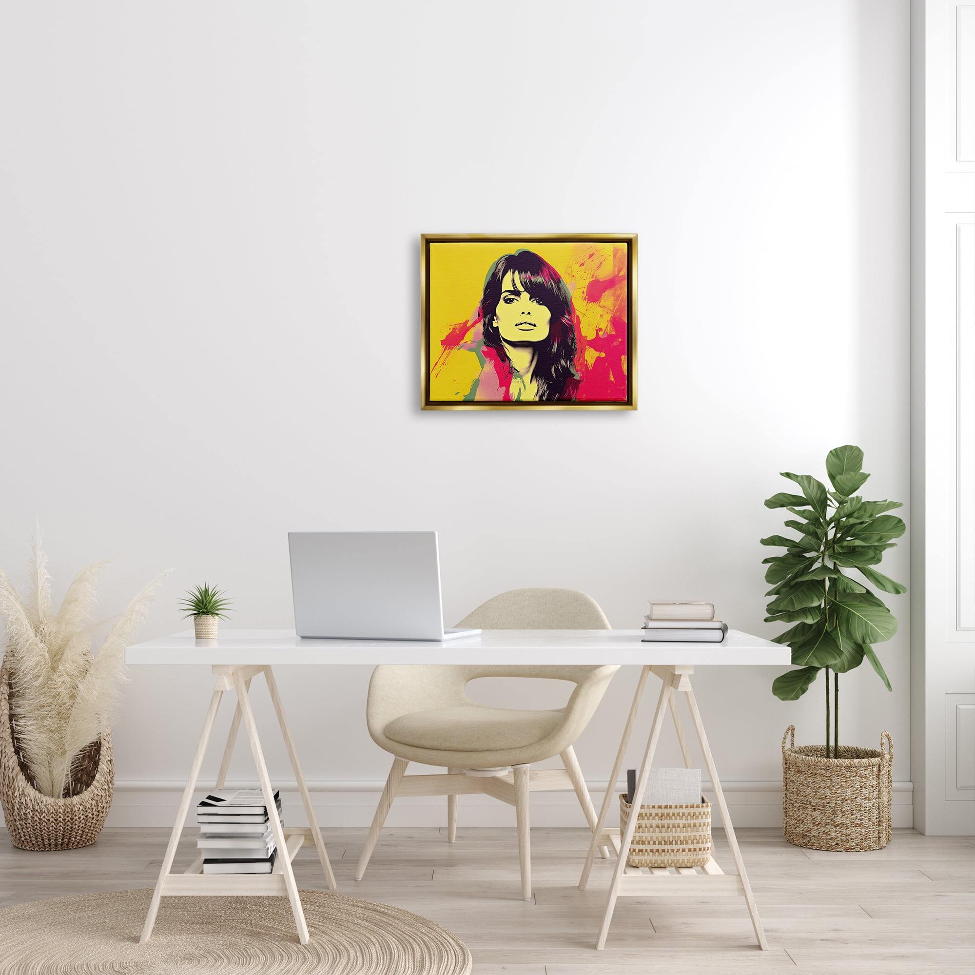 Stupell Industries Modern Penelope Cruz Abstract Painting Gold Floater Framed Art Print Wall Art, 21 x 17