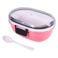 thumbnail image 1 of Oval School Office Bento Lunch Box con cuchara al aire libre Pinic plástico contenedor de alimentos rosa, 1 of 3