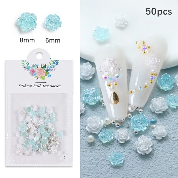 4,5g flor acrílica decoración de uñas tamaño mixto diamantes de imitación blancos plata gema herramienta de manicura accesorios para diseño de uñas DIY Tan Jianjun unisex