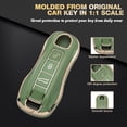 thumbnail image 6 of Xotic Tech 2Pcs Green TPU Full Cover 3-Button Smart Remote Control Key Fob Cover Holder Shell Compatible with Porsche Panamera 2017-UP & Cayenne 2019-UP & 911 Carrera Taycan 2020-UP & Macan 2022-up, 6 of 9