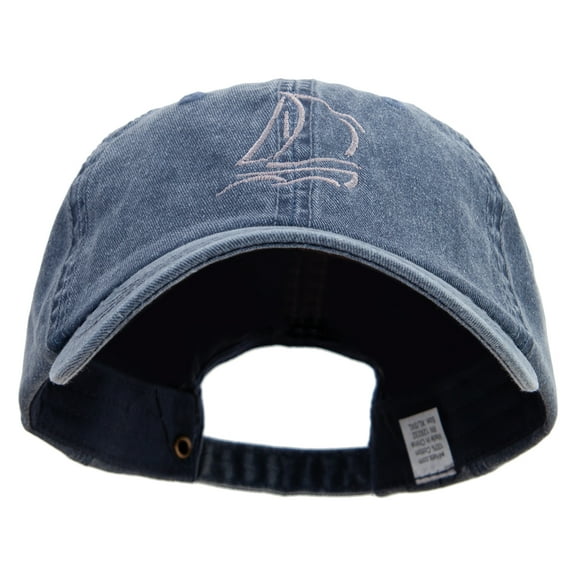 Sailing Out Line Embroidered Big Size Washed Pigment Dyed Cap - Navy XL-3XL