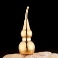 thumbnail image 5 of NUZYZ 2 Pcs 7cm Gourd Ornament Pure Brass Polished Hollow Tilted Head Gift Feng Shui Wu Lou Gourd Table Decor Home Supplies, 5 of 8
