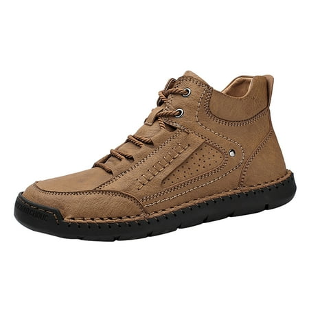 XDDST Shoes for Men New Large Size Cross Border Handmade Retro Stitched Leather Comfortable Casual Shoes