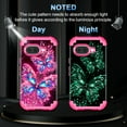thumbnail image 2 of Casetego For Google Pixel 9A Case,Glow in The Dark Three Layer Heavy Duty Shockproof Protection Hard Plastic Bumper+Soft Silicone Protective Case For Women Girls,Rose Pink Butterfly, 2 of 7