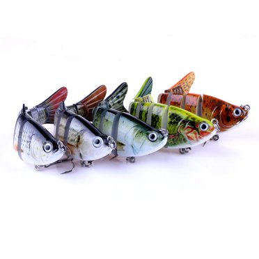 Fishing Minnow Lures Hard Bait With Treble Hook 10Pcs CrankBait Life-Like Swimbait For Bass Trout Walleye Redfish, 5.1in Length