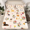 thumbnail image 2 of jejeloiu Colorful Cute Floral Twin Sheet Sets,Kawaii Dachshund Bedding For Girls Teens 3-Piece, 2 of 7