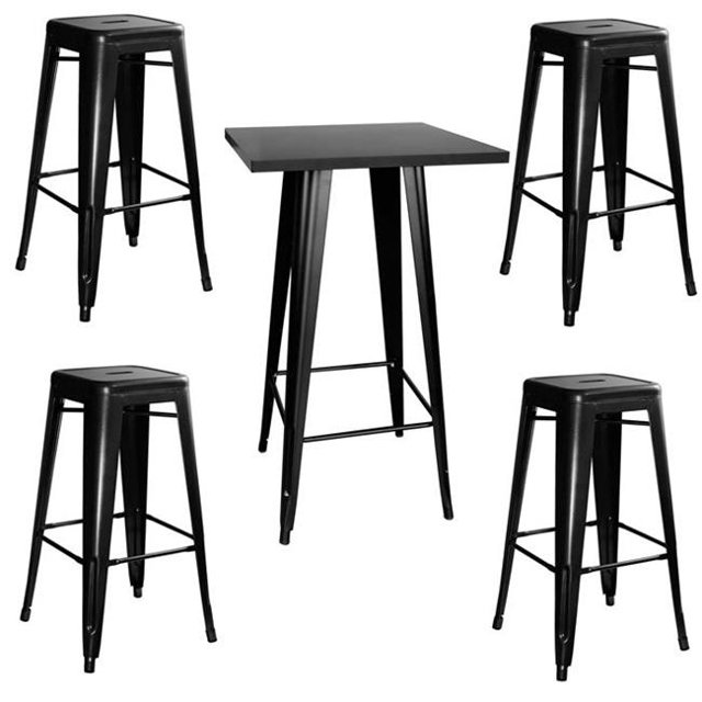 Buffalo AmeriHome Loft Glossy Black Metal Pub Set, 5 Piece