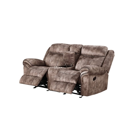 Two-tone velvet style | Reclining, console with USB and storage for living room