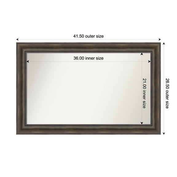 Amanti Art Custom Wall and Bathroom Mirror (26.5 x 41.5 in.), Rustic Pine Brown Frame