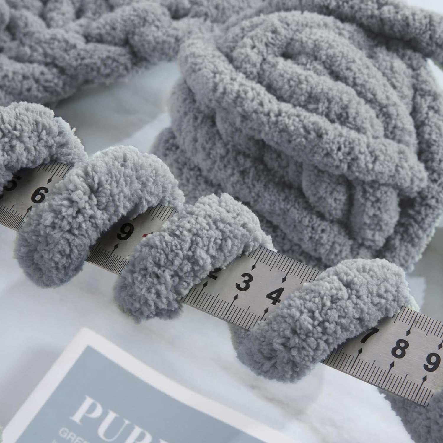2 Pack Chunky Chenille Yarn for Crocheting, Bulky Thick Fluffy Yarn for Knitting, Bulky Chunky Yarn for Hand Knitting Blanket, Super Soft Plush Yarn (27yds Each Skein)-Gray