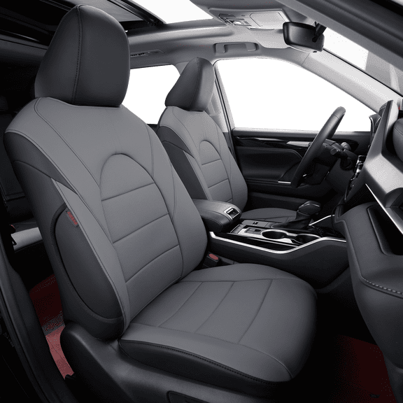 coverdream Camry Seat Covers Custom Fit for 2018-2024 Toyota Camry L LE SE SE Nightshade (Not for Hybrid) - Leatherette (Black/Gray,Full Set)