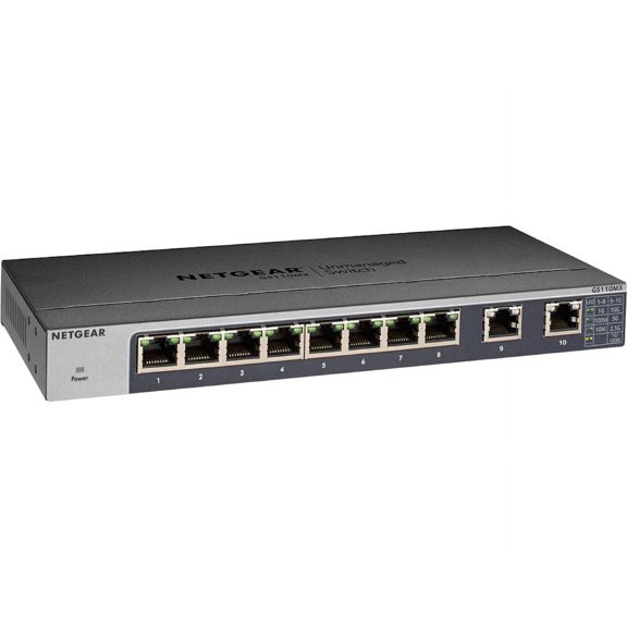 NETGEAR 8-port Gigabit Unmanaged Switches with 10-Gigabit/Multi-Gigabit Uplinks, Gray