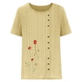 thumbnail image 4 of Birdeem Blouses pour Femmes Mode Imprimée Confortable Ample Manches Courtes Blouse Boutonnée Col Rond Décontracté, 4 of 12