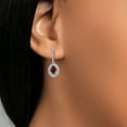 thumbnail image 3 of Gem Stone King 925 Sterling Silver Red Rhodolite Garnet and White Moissanite Dangle Earrings for Women (1.51 Cttw, Gemstone January Birthstone, Oval 6X4MM), 3 of 4