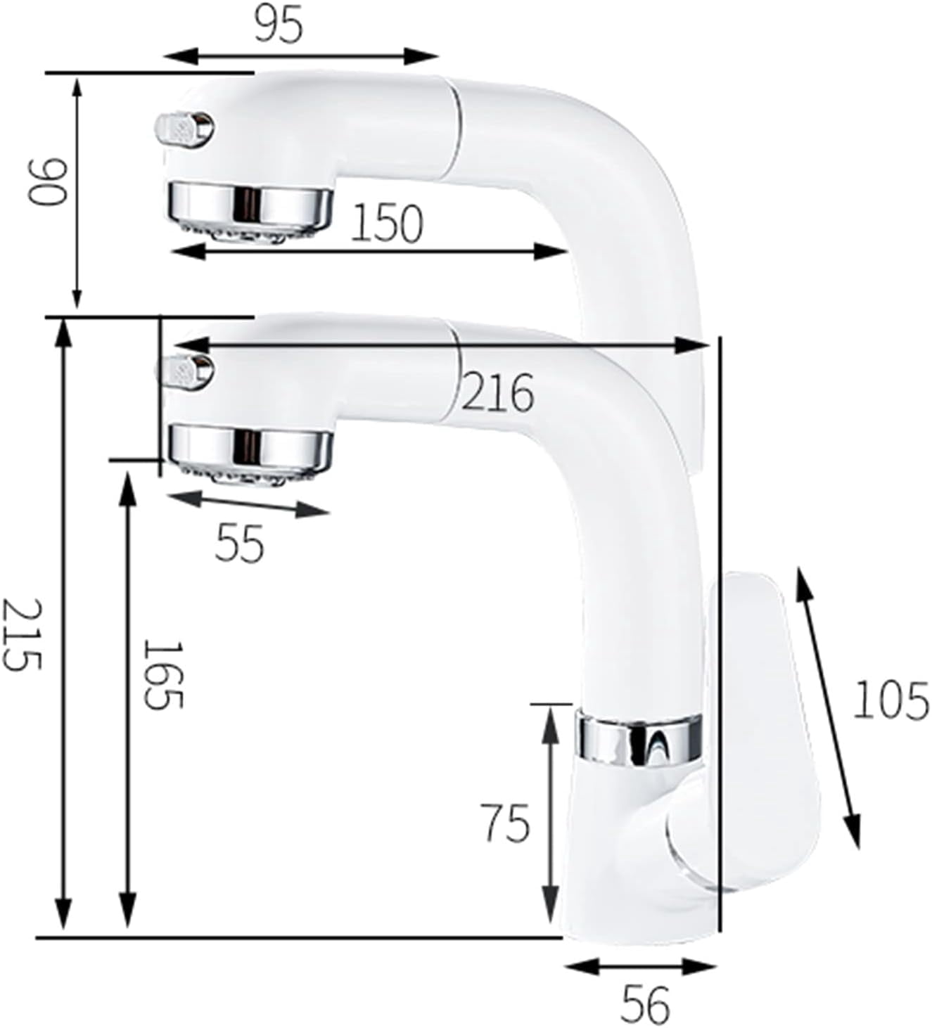 Kitchen Faucets with Pull Out Spray, Kitchen Sink Mixer Faucet White Telescopic Swivel Hot Water and Cold Water Multifunction Pull Out Kitchen Mixer Faucet