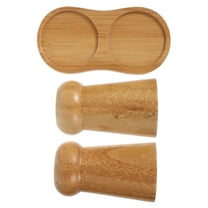 LOLIPPYY 1Set Mushroom Shaped Wooden Salt and Pepper Shakers Bamboo Multi Compartment Spice Jar
