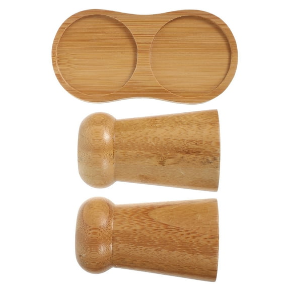 LOLIPPYY 1Set Mushroom Shaped Wooden Salt and Pepper Shakers Bamboo Multi Compartment Spice Jar