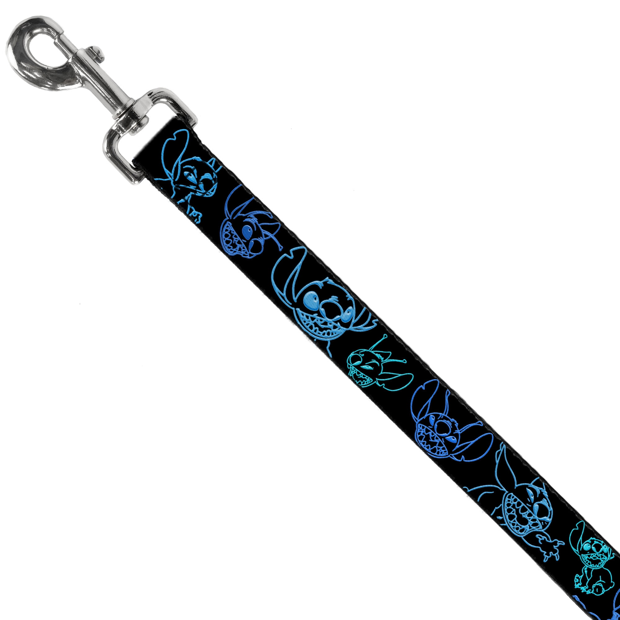 Disney Pet Leash, Dog Leash, Electric Stitch Poses Black Neon Blue, 6 Feet Long 1.0 Inch Wide