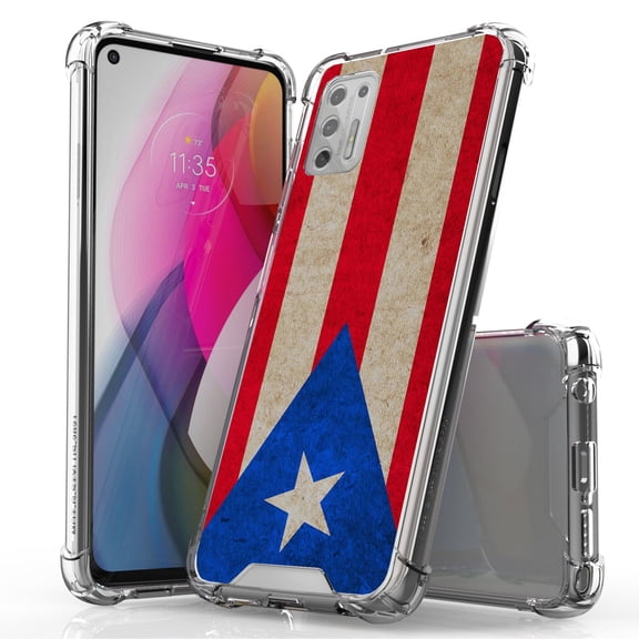 ANJ  Hybrid Slim Hard Back Cover Case Flexible Bumper for Motorola Moto G Stylus 2021 - Puerto Rican Flag