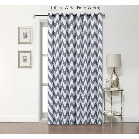 Extra Wide Drapes Discount Extra Wide Patio Panel Width Chevron 100% Blackout Curtain W/ Tieback - Gray, 100 in. Wide ()