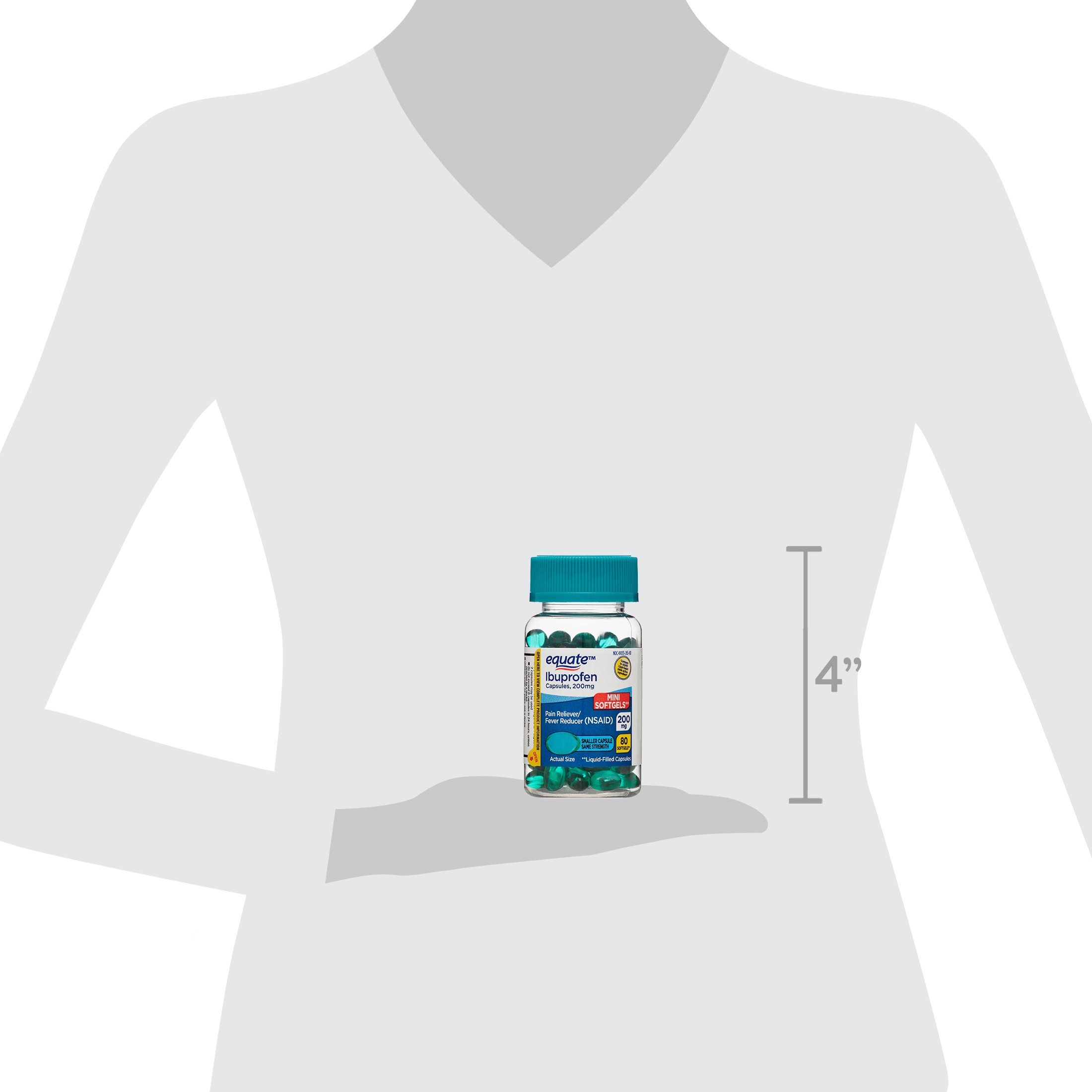 Equate Cápsulas Blandas Mini de Ibuprofeno Llenas de Líquido, 200 mg, Alivio del Dolor y Reductor de Fiebre, 80 Unidades, Comparar con Ingrediente Activo de Advil® LIQUI-GELS Minis 7