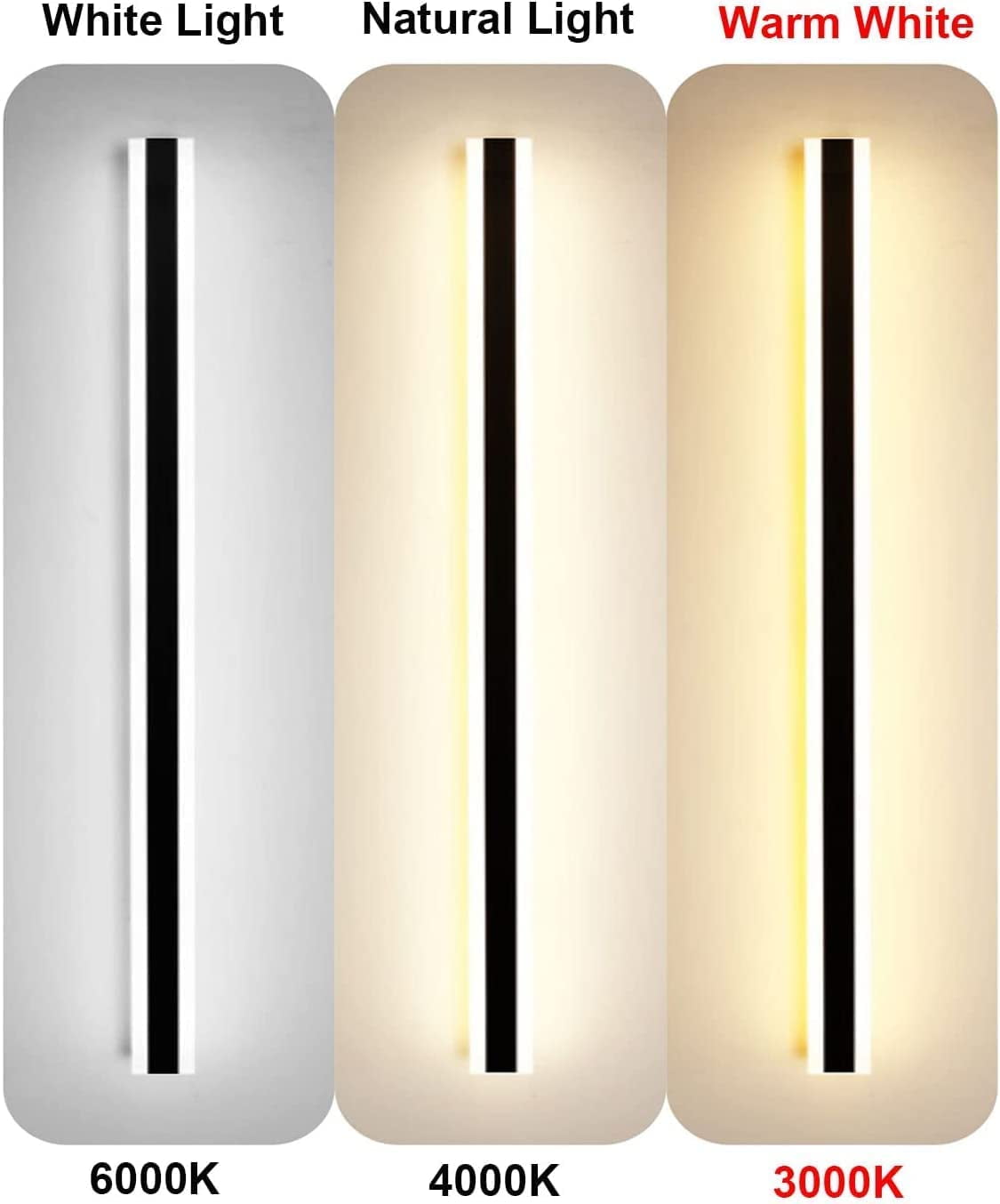 Outdoor Wall Sconce LED Modern Wall Lights Fixture Long Strip Black Sconces Wall Lighting White Acrylic Wall Light IP67 Suitable for Living Room Porch Patio Garage (Warm Light(3000k), 79 INCH)
