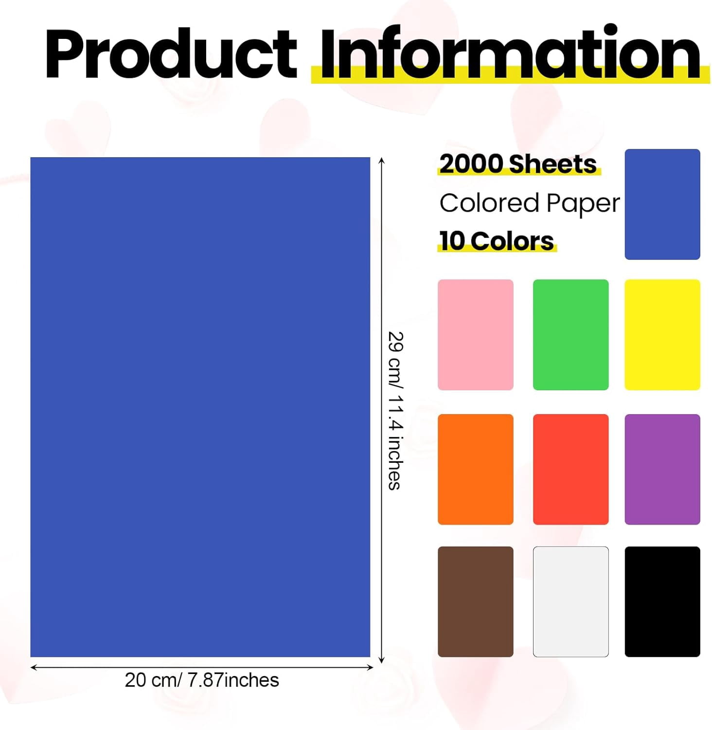 1500 Sheets Construction Paper Bulk, 11.4'' x 7.9'' Lightweight Art Supplies Assorted Colors Construction Paper for Drawing Decor, DIY Craft, Office Printing, 10 Colors