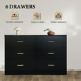 thumbnail image 3 of Aukfa Wood 6 Drawer Dresser, Chest of 6 Drawers for Bedroom Living Room,Black, 3 of 8